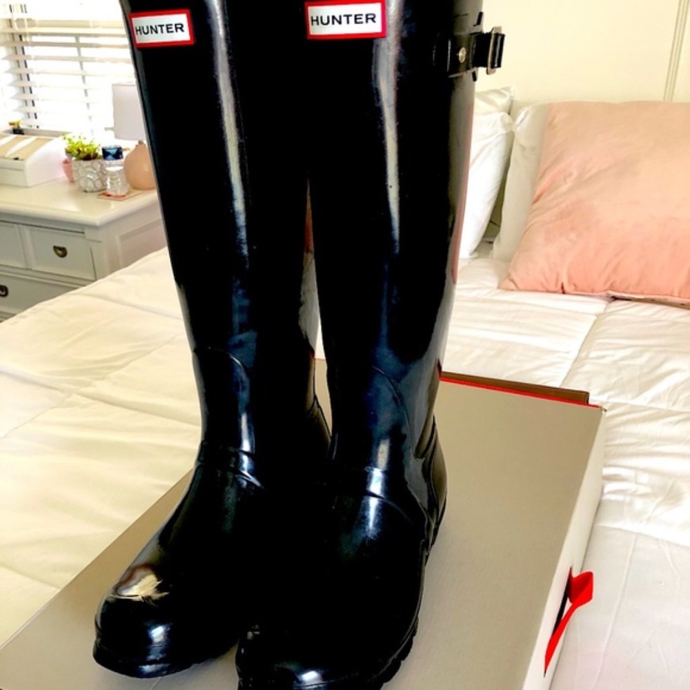 Gloss Black Hunter Rain Boots - Picture 1 of 3